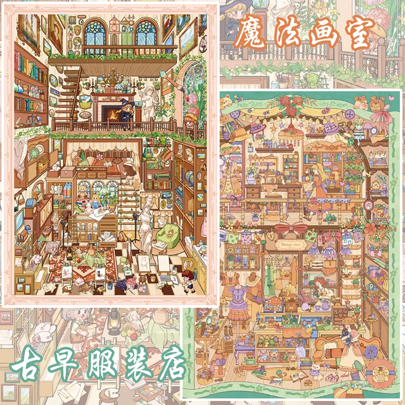 Фото Наклейки JIAMEI Kawaii 3D с видами улиц, миниатюрные сцены для хранения и складирования, для скрапбукинга, декоративные, забавные, антистресс №5