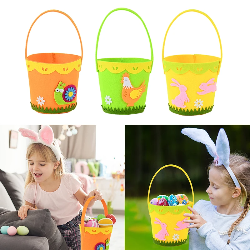 

Easter Non Woven Tote Bag Portable Cute Bunny Chicken Snail Cartoon Fabric Storage Bucket Kid Favor Gift Home Decor Party Supply