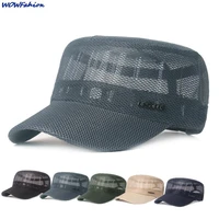 full mesh military caps flat top baseball cap for men women marines trucker snapback hat unisex summer breathable bones camo hat