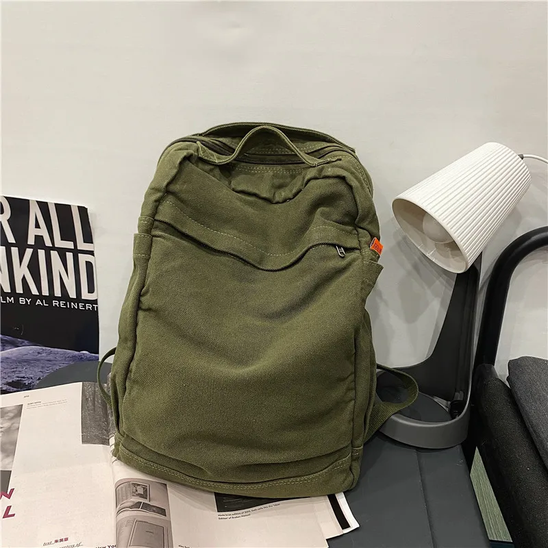 

Новинка 2023, вместительный холщовый рюкзак для мальчиков и девочек, японский однотонный школьный портфель, Высококачественная крутая тканевая дорожная сумка