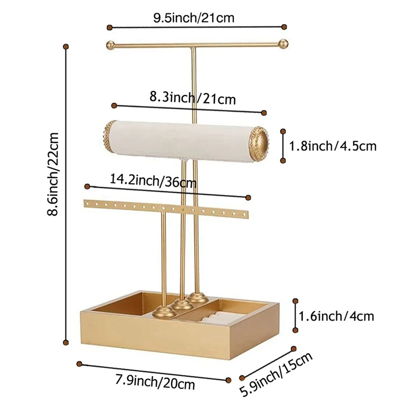 

Новинка, органайзер для ювелирных изделий, подставка, трехуровневый держатель для сережек, ожерелий, браслетов, органайзер для духов для юв...