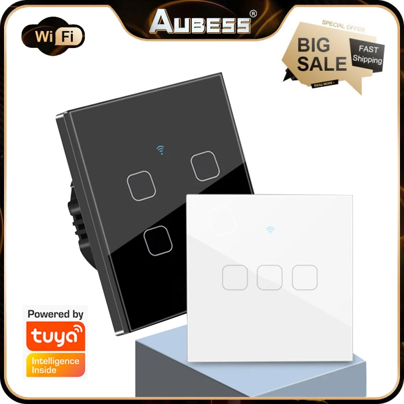 

Smart Life App Home Wall Button Voice Control Tuya Wifi Smart Touch Switch Remote Control App Control Touch Tempered Wifi Switch