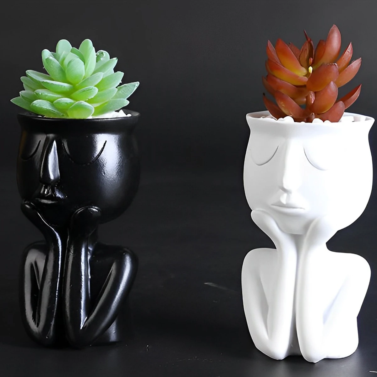 

Humanoid Flower Pots Cute Human Shaped Planter Drainage Resin Flower Pots Decorative Succulent Planter Creative Flower Pot Plant