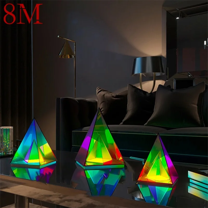 

8M Contemporary Creative Table Lamp Pyramid Indoor Atmosphere Decorative LED Lighting For Home Bed Room