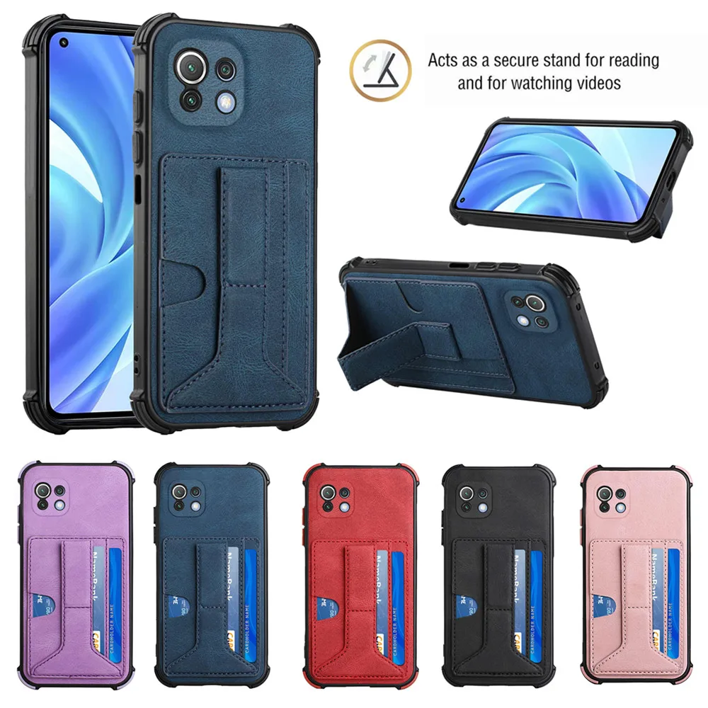 

Cases for Xiaomi Mi 10T Lite PocoX3 NFC F3 M4 Redmi 9A Note 11T 10S Shell Card Slots Stand Shockproof Camera Protect Phone Cover