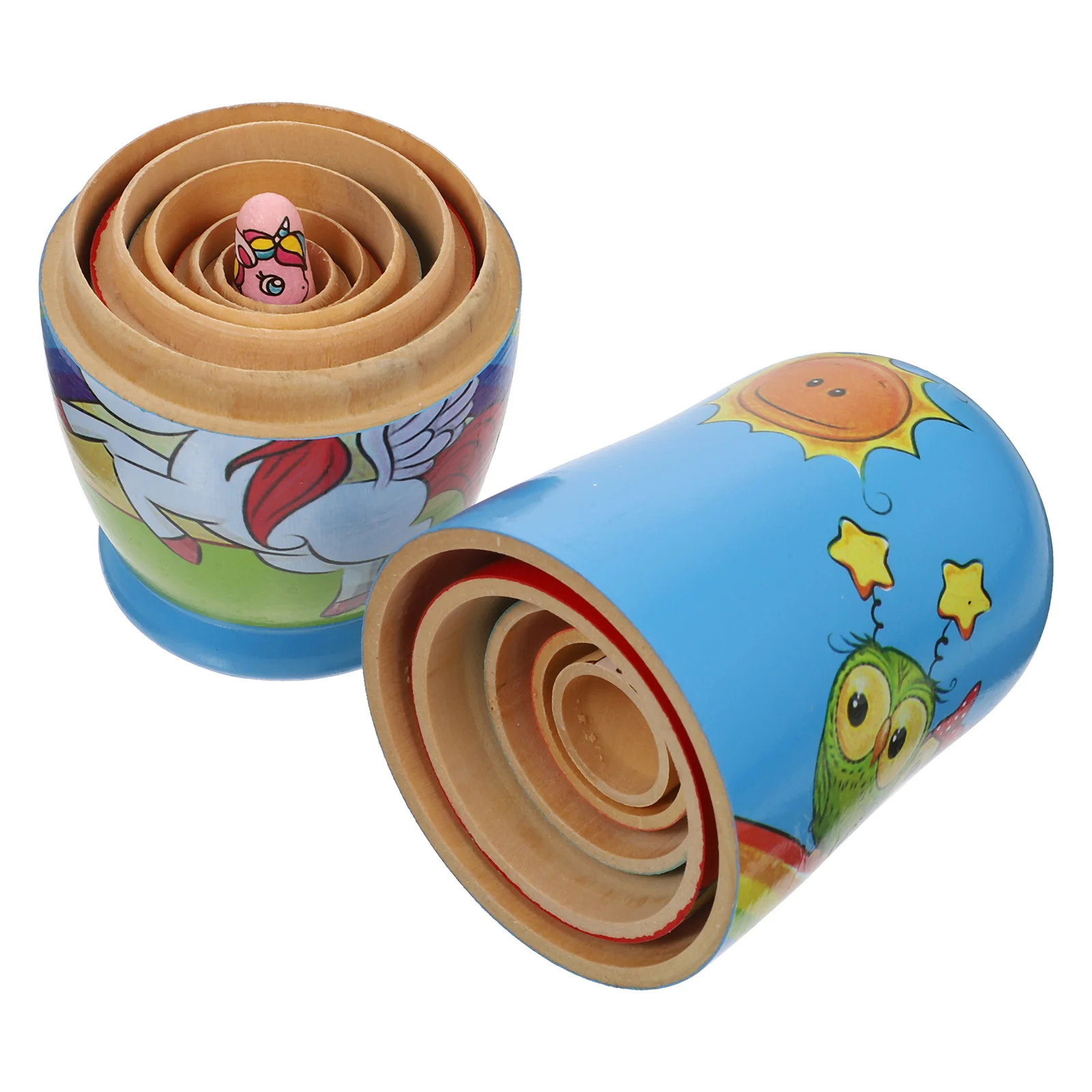 

Woodsy Decor Unicorn Matryoshka Russian Nesting Dolls Painted Wooden Hand Made Table Decoration