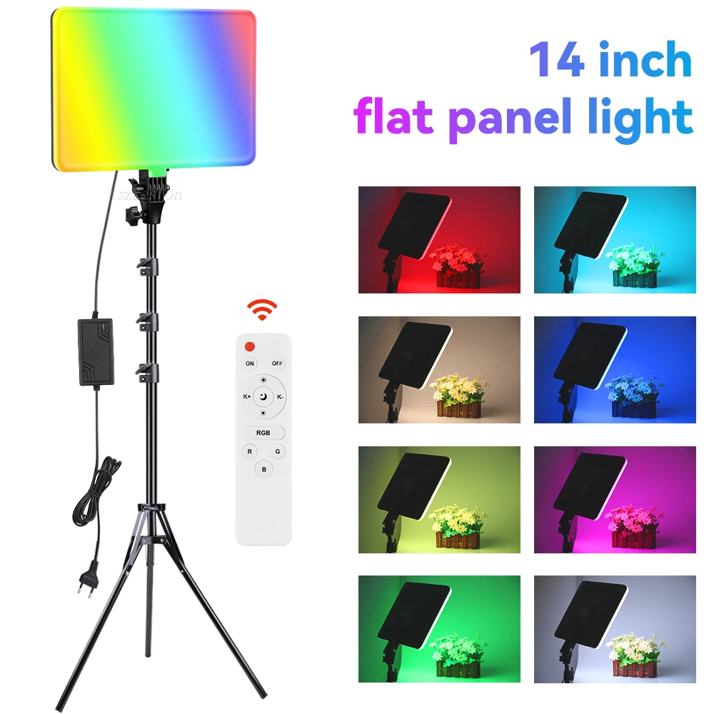 

50W RGB LED Video Studio Light Panel EU Plug 3000K-6500K Photography Lighting 14inch RGBW Fill Lamp For Youtube Photo Video