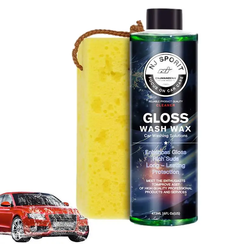 

Car Wash Wax 16Fl Oz Windshield Washing Liquid Concentrated Car Detailing Gloss Wash Wax Car Detergent Soap Clean And Polish