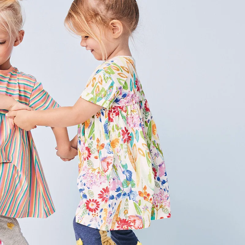 

Summer New Girls Dress Cotton Children's Skirt Knitted Round Neck Cute Princess Dress Kids Dresses for Girls