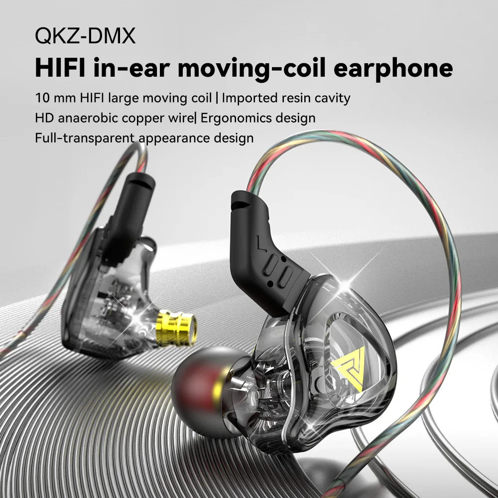 QKZ AK6 DMX EDX Earphones 1DD Dynamic HIFI Bass Earbuds In Ear Monitor Headphones Monitor Sport Noise Cancelling Headset ZST ZSX