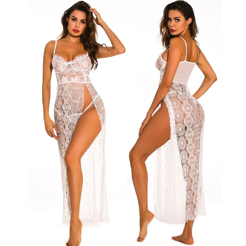 

2019Europe and America Cross Border Supply Medium Skirt See-through Sexy Backless Spaghetti Straps Sexy Dress3822