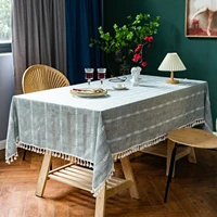 hollow tablecloth table mat linen solid color desk mat ramadan tablecloth coffee table dust cover nordic style home decoration