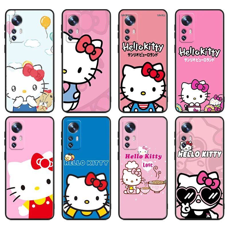 

Lovely Anime Hello Kitty Phone Case For Xiaomi Mi 13 10S 10 9T 9SE 8 Mix Play A3 A2 A1 CC9E Note 10 Lite Pro Black Cover
