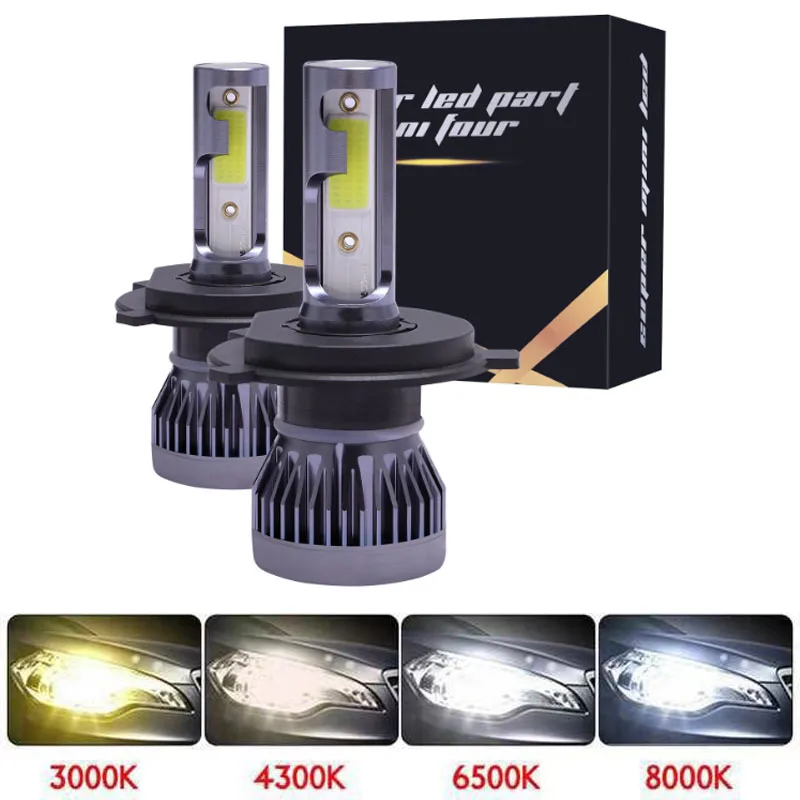 Фото 2 шт. H7 светодиодные лампы для автомобильных фар H4 6000LM 80W Mini H8 H9 H11 Комплект фар 9005 HB3 9006 HB4 H10 Автоматические противотуманные фары 6000K 12V 4300K №1