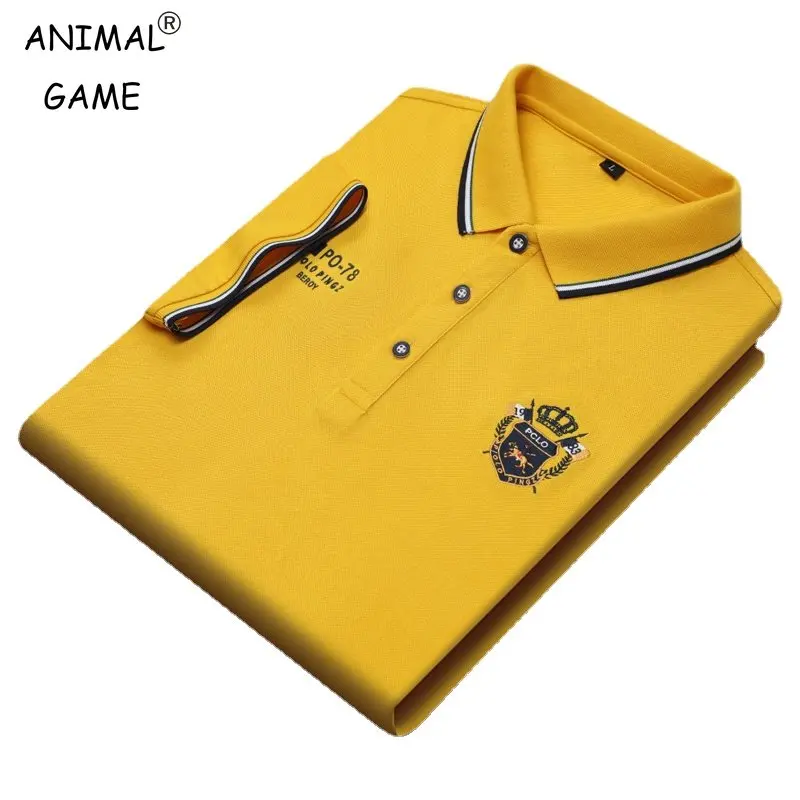 

Korean Fashion Men's Polo Shirt Summer Luxury Embroidered Cotton Lapel Collar Anti-wrinkle Short Sleeves Tops