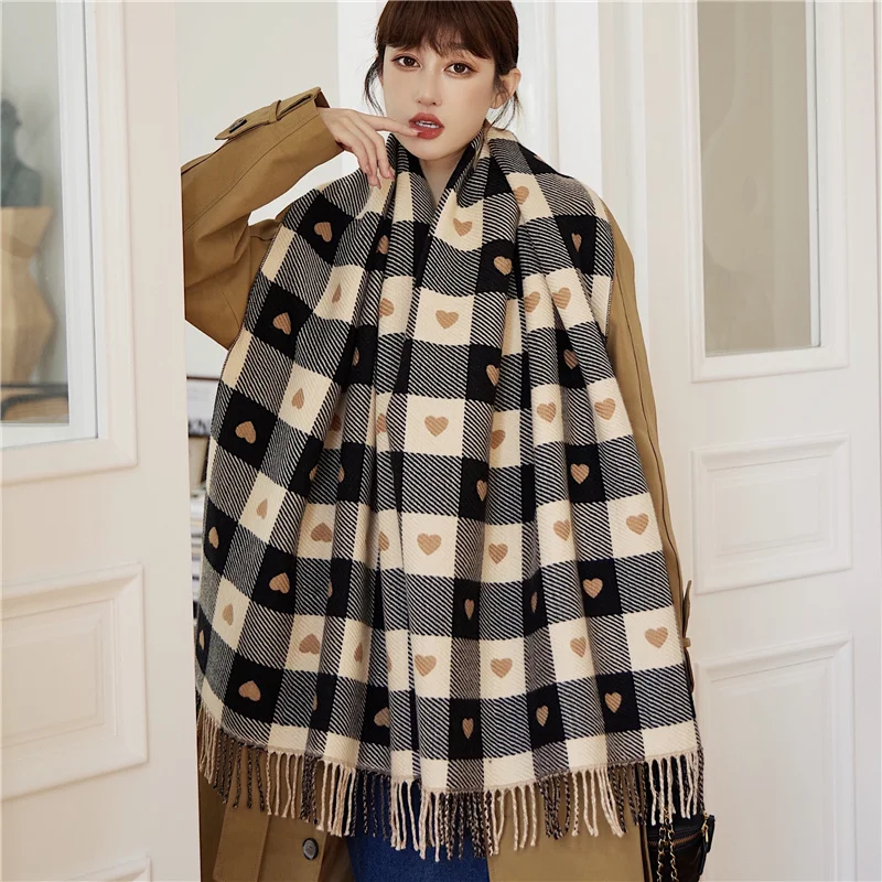 

Cashmere Winter Thick Scarf Plaid Warm Luxury Women Scarves Tassels Pashmina Fashion Shawls Wraps Gift