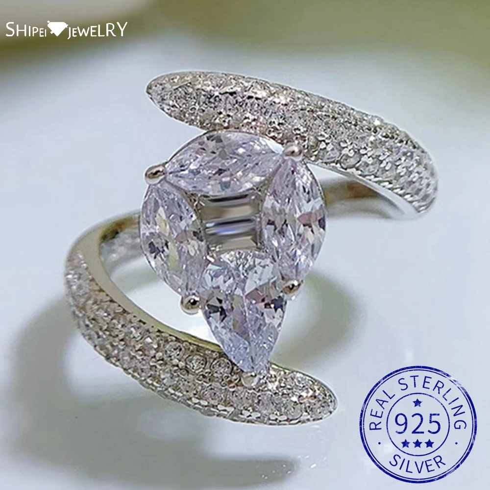 

Shipei Created Moissanite Gemstone Ring For Women Creative 100% 925 Sterling Silver Wedding Engagement Rings Gifts Wholesale