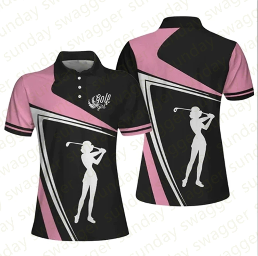 2023 Summer Women Golf Wear Floral Casual Print Fashion Tops Polo Clothing Short Sleeve T-Shirt Quick Dry Breathable Polos Shirt
