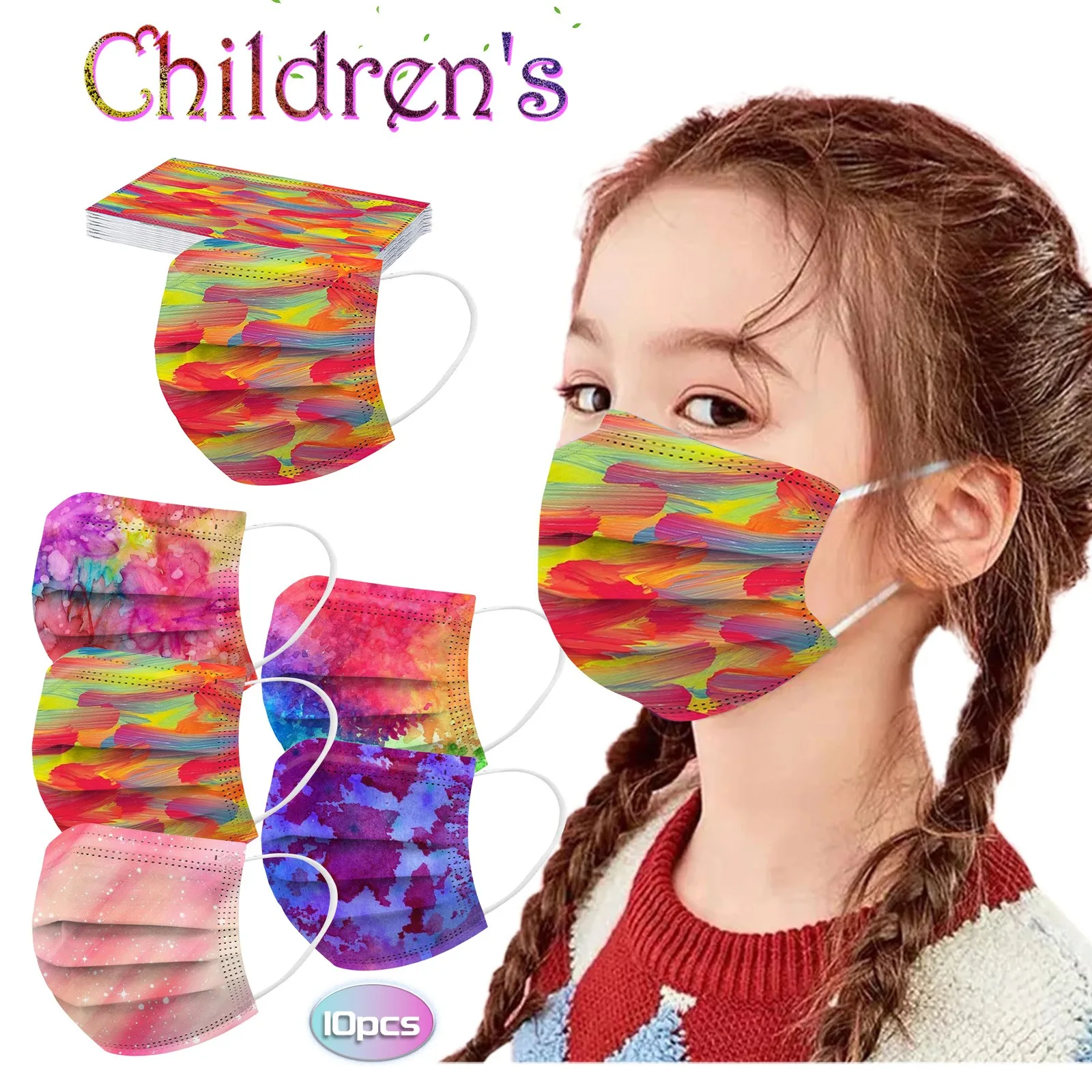 

10Pcs Cartoon Kids Mask 3 Layer Child Filter Hygiene Thicken Children's Face Mouth Mask Earloop Fast Delievry Cosplay Mask