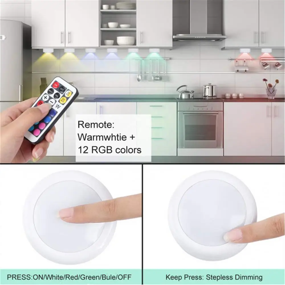 

13 GRB Colors LED Dimmable Remote Control Night Light Dimmable Cabinet Lamp