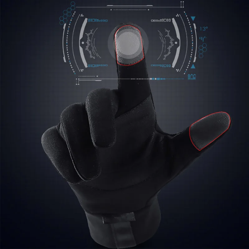 Зимние велосипедные перчатки теплые с закрытыми пальцами для сенсорного экрана