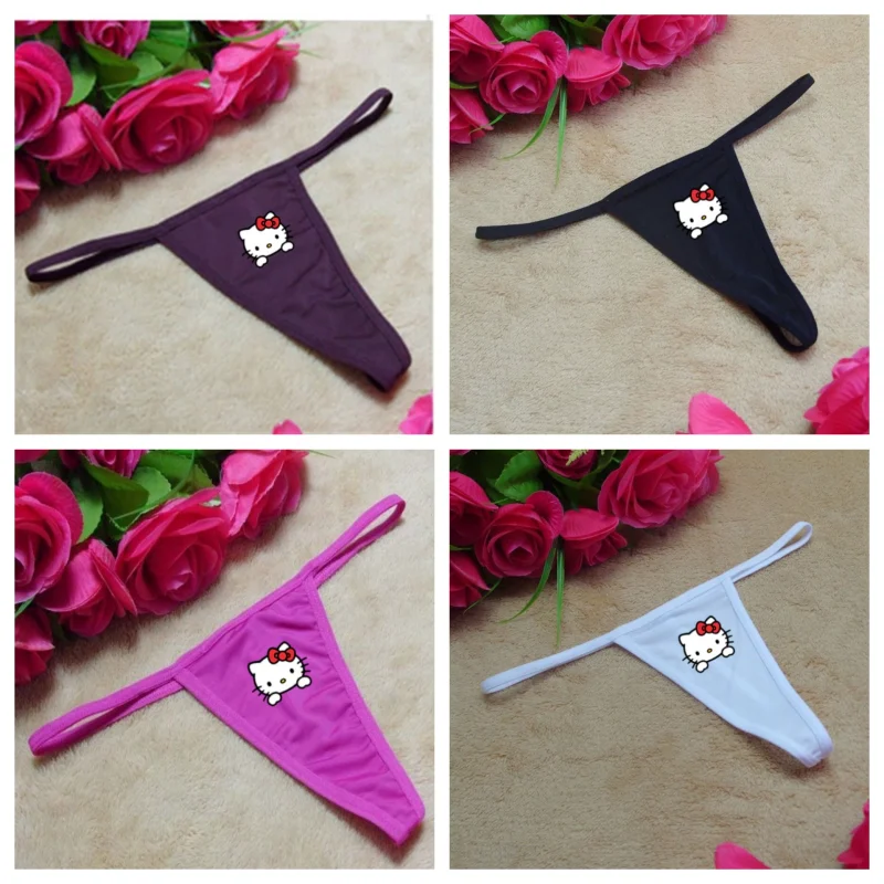 

Sanrios Wholesale Print Hello Kitty Anime Sexy Low Waist Panties Ins Thin Belt Thong Pants Bikini Breathable Comfortable Women