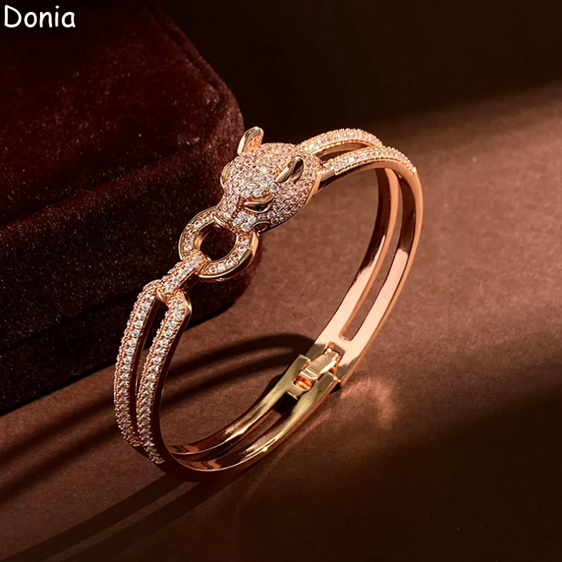 

Ювелирные изделия Donia новый европейский и американский модный Леопардовый Титановый стальной микро-инкрустированный AAA Цирконий Роскошный Ретро Браслет