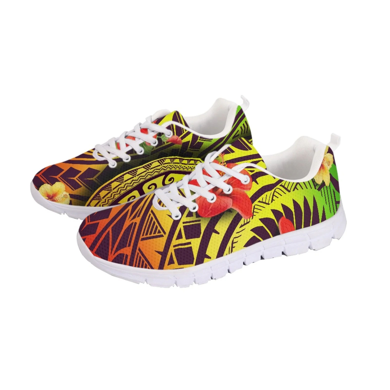 

Polynesian Tribal Tongan Totem Tattoo Tonga Prints Superlight Lace-Up Soft-Soled Trainers Comfort Breathable Mesh Running Shoes