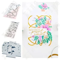 2022 new hibiscus washi cutting dies clear silicone stamps layering stencils diy craft paper cards decoration embossing molds