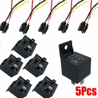 5pcs 12v 40 amp 4 pin 5 pin with wires car spdt automotive relay dc w harness socket jd1912 jd1914 car relay replacement kit