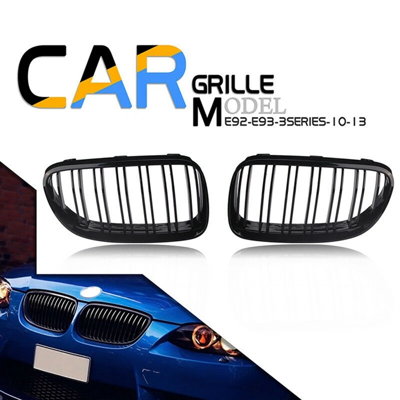 2X Gloss Black Front Kidney Grill Grille for-BMW E92 E93 3-Series 328I 335I Coupe LCI 2011-2013 | Racing Grills