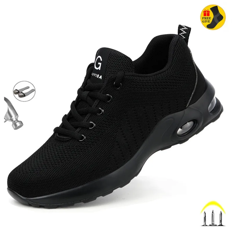 

35-50 Air Cushion Working Shoes For Men Anti-Smashing Steel Toe Puncture Proof Construction Safety Shoes Sneakers Male Footwear