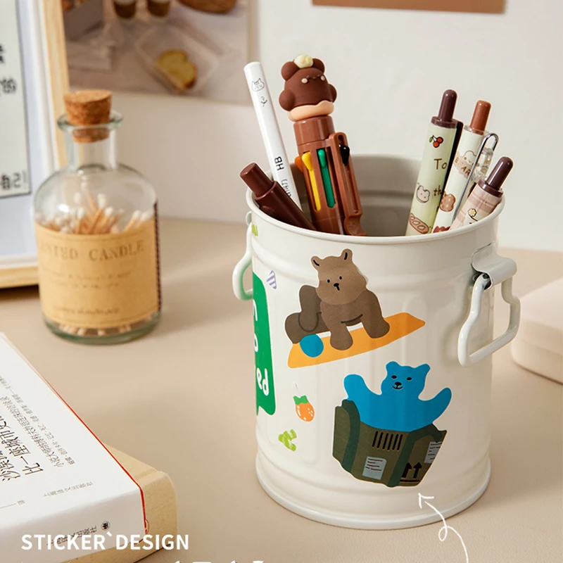 

Железный ретро-Настольный органайзер большой емкости для офиса, многофункциональный студенческий креативный простой милый канцелярский