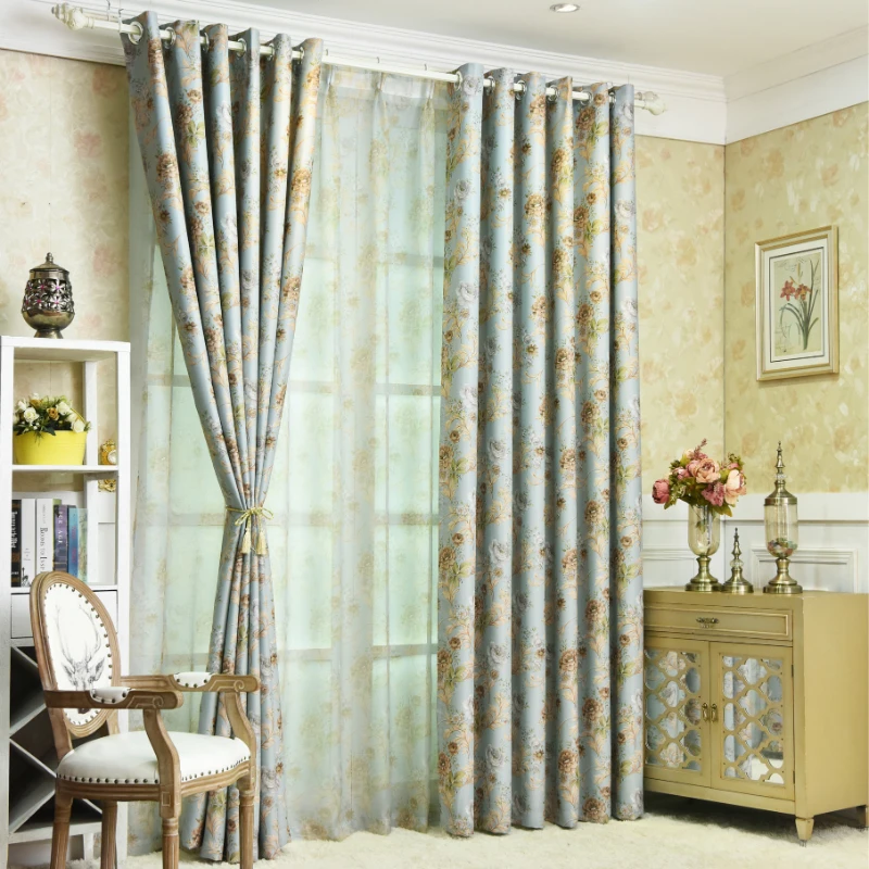 

Европейские шторы с цветочным принтом, высокие занавески для гостиной, столовой, спальни, простые современные тюлевые занавески для дома на заказ