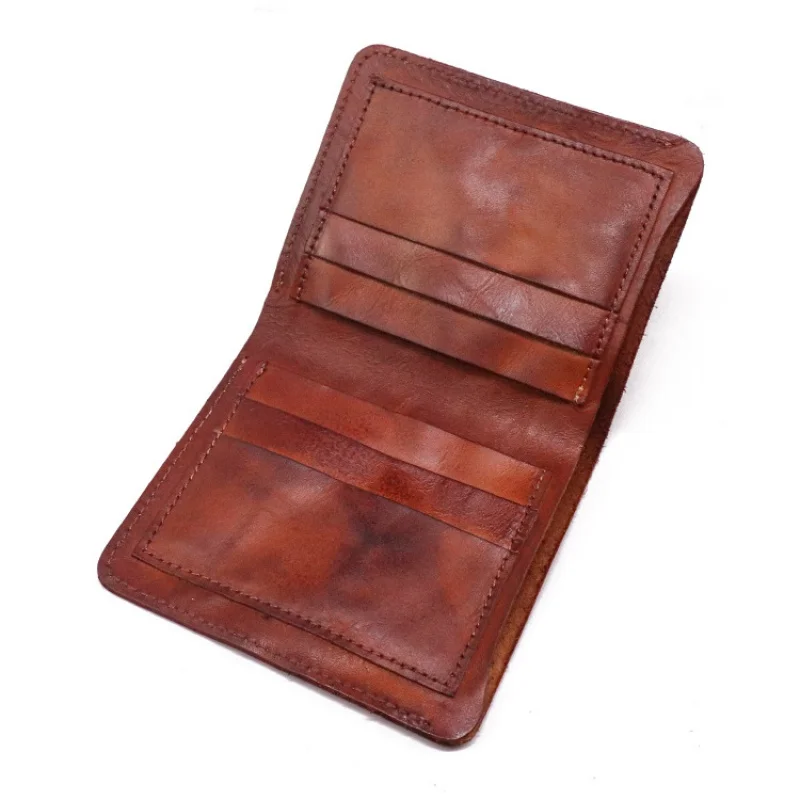 Genuine Leather Slim Man's Wallet Multi Function Card Slots Men Short Coin Purses Wallet Vintage Male Money Clip