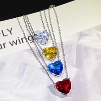 new fashion cute colorful hearts necklaces for women aaa cubic zirconia pendant wedding prom party show jewelry gift kynl533 536