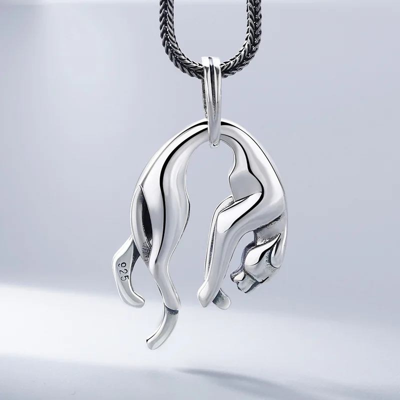 

S925 Sterling Silver Charm Pendants 2022 New Fashion Cheetah Smooth Surface Amulet Argentum Punk Jewelry for Women Men
