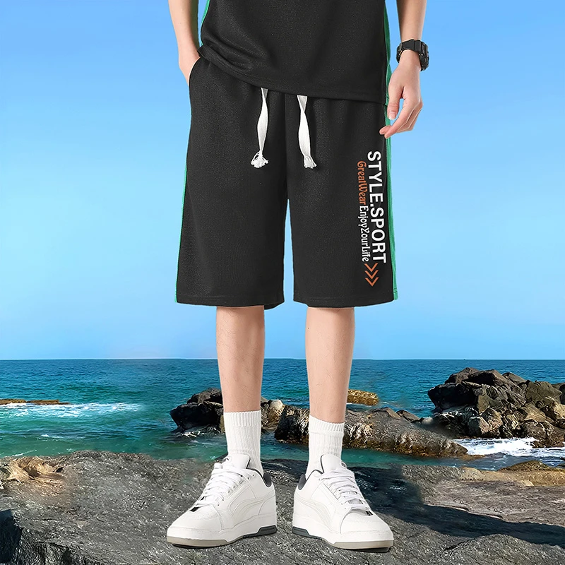 

Мужские летние контрастные цвета-модные, Непринужденные, простые и повседневные спортивные брюки.