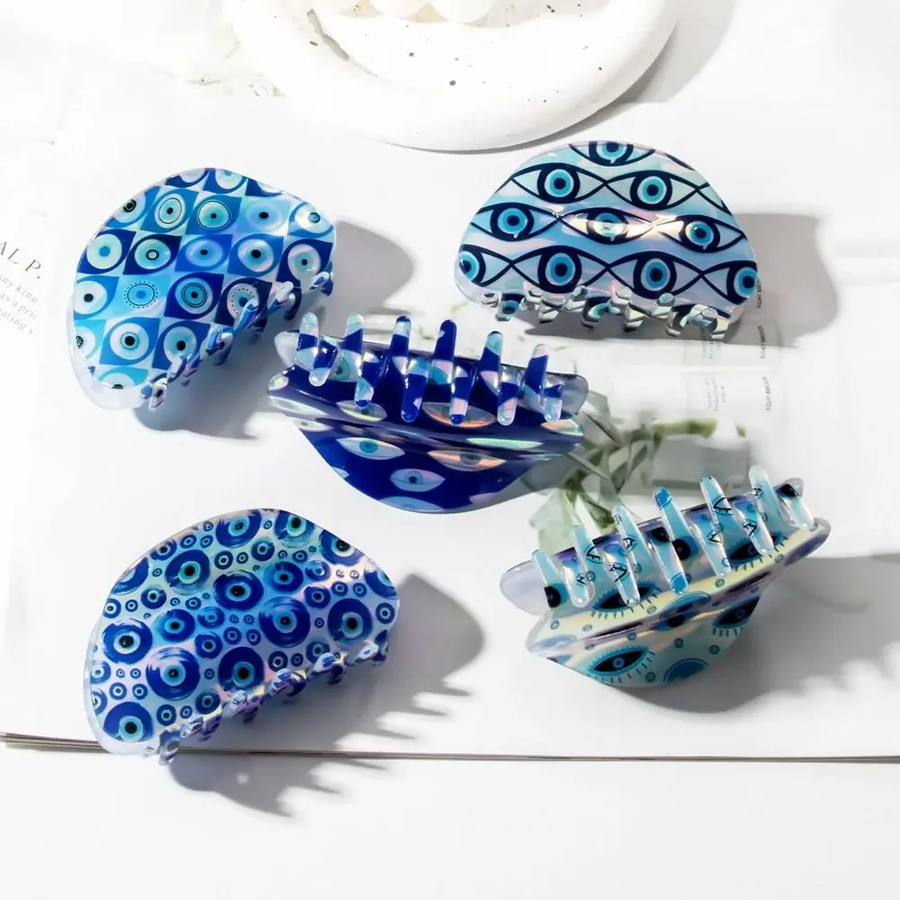 Креативная заколка для волос из ПВХ с синим демоническим глазом и когтями в