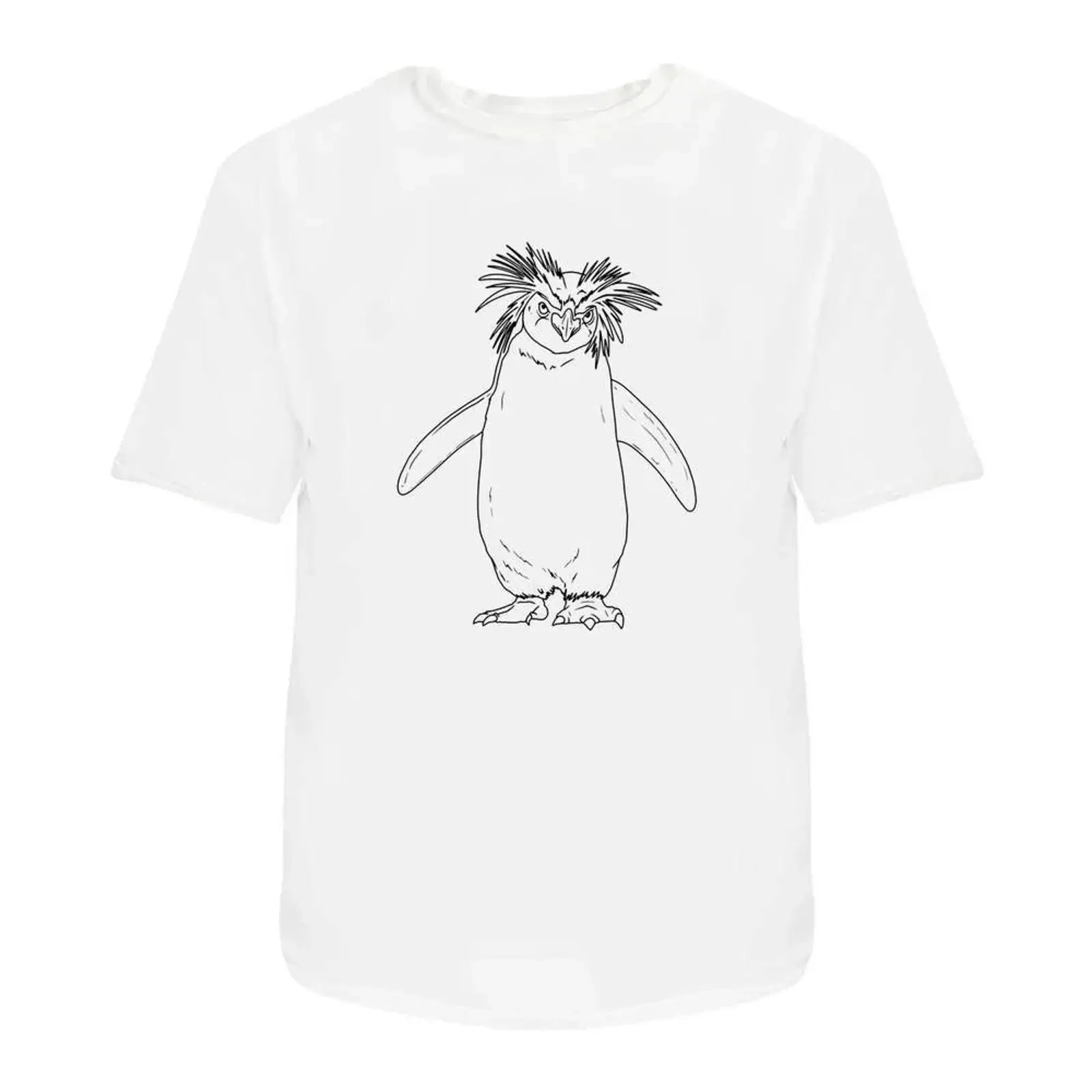 Фото Футболка 'Rockhopper Penguin' из 100% хлопка, размер S-XXL, TA053607, винтажная, с эффектом потертости, модная, универсальная, повседневная, дизайнерская одежда №1