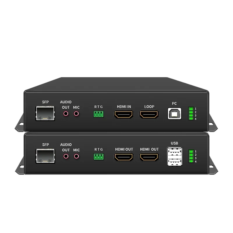 Фото Комплект для передачи видео 4K60 по оптоволокну: KVM-удлинитель USB, поддержка аудио, ИК-канала и RS232 №1