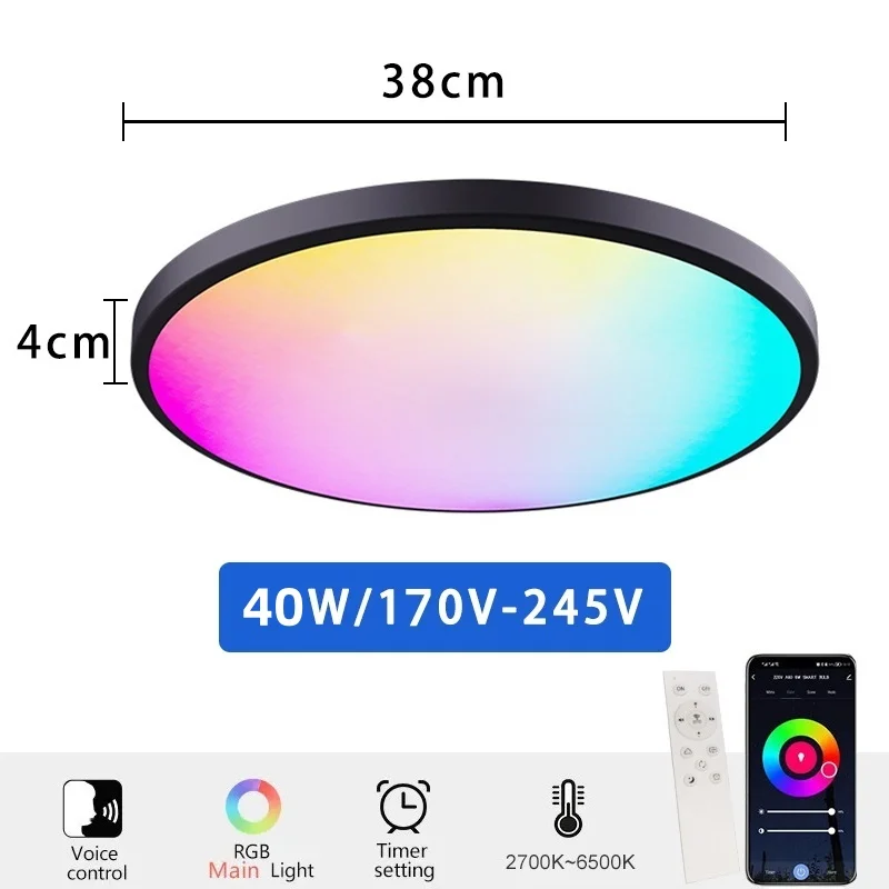 

Приложение Tuya Умный потолочный светильник 30W40W RGB Светодиодный светильник Alexa с голосовым управлением Приложение Google Home и спальня декоративный светильник глянцевый