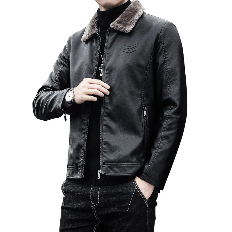 

Fur One Outerwear Man Autumn Winter New Men Fur Leather Overcoat Tops Business Casual Leather Male Jackets Fleece Leather Coats