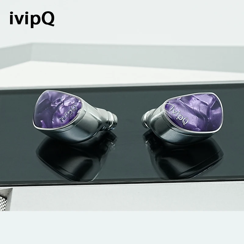 Фото Наушники-вкладыши ivipQ IQ-15 Purple Haze Fairy с фиолетовой и золотой диафрагмой, динамический драйвер IEM с 4,4 мм, 2 контакта для аудиофилов, музыкантов №3