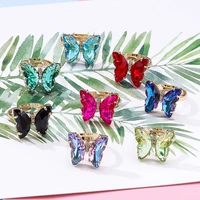 gold color crystal glass butterfly rings womens ring set engagement wedding open rings trend jewelry 2022 elegant party gifts