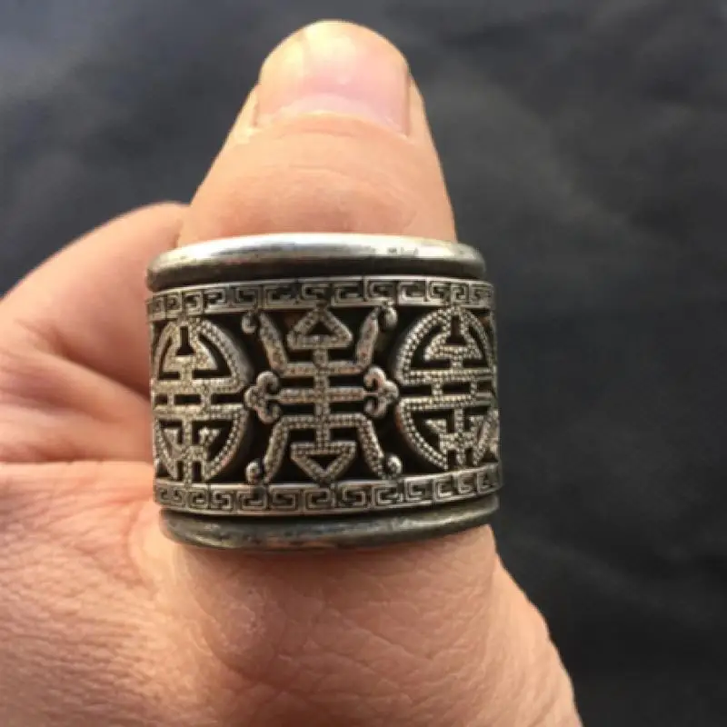 

Серебряное вращающееся мужское кольцо на палец в старинном китайском стиле Miao