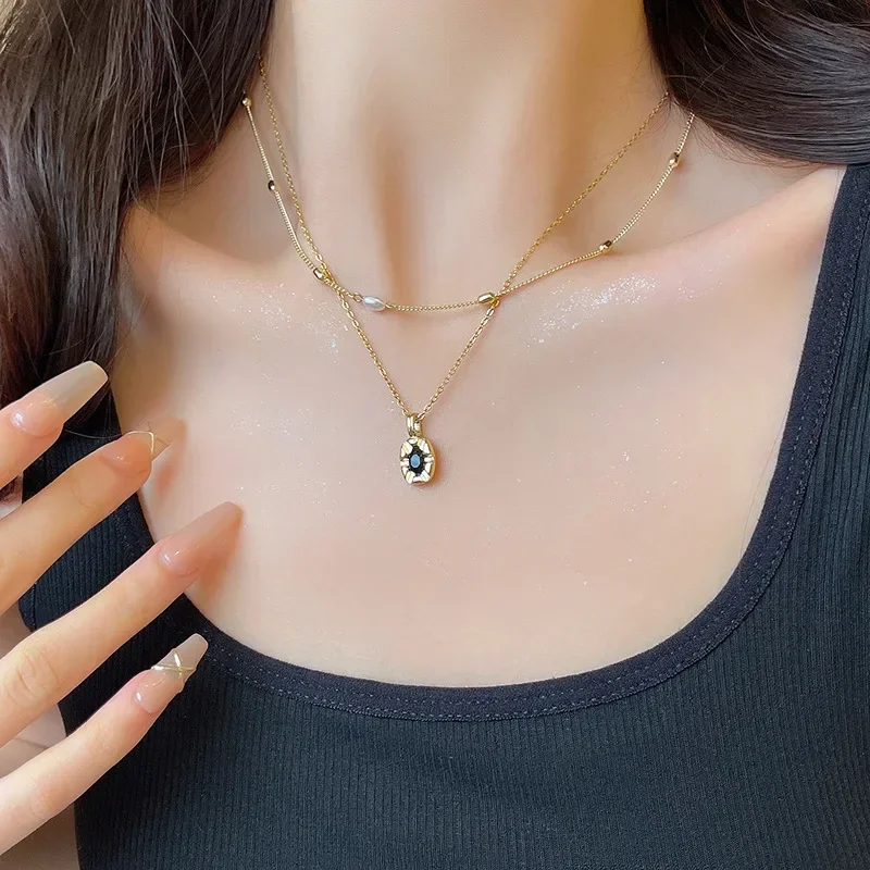 Изысканное Двухслойное черное раннее ожерелье для женщин персонализированные