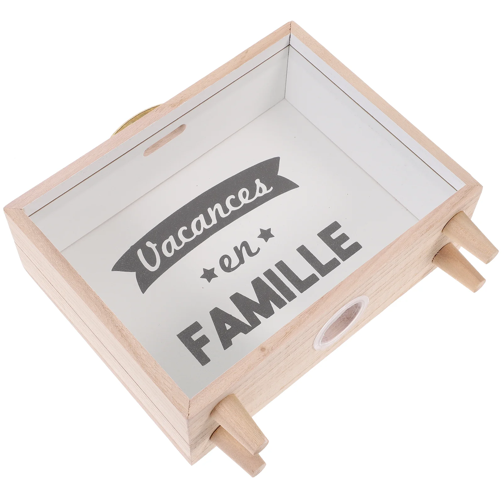 

Clear Piggy Bank Adults Wooden Childrens Room Decor Kids Holder Cash Coin Jar Counting Travel