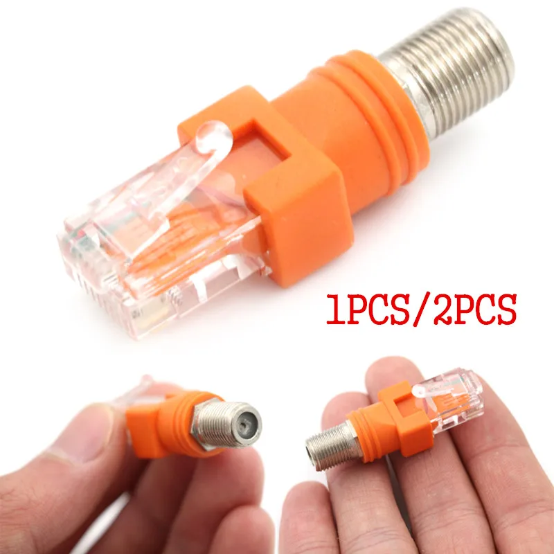 

1/2pcs F-Type Connector RF Female To RJ45 Male Coaxial Barrel Coupler Adapter Coax Adapter, RJ45 To RF Connector