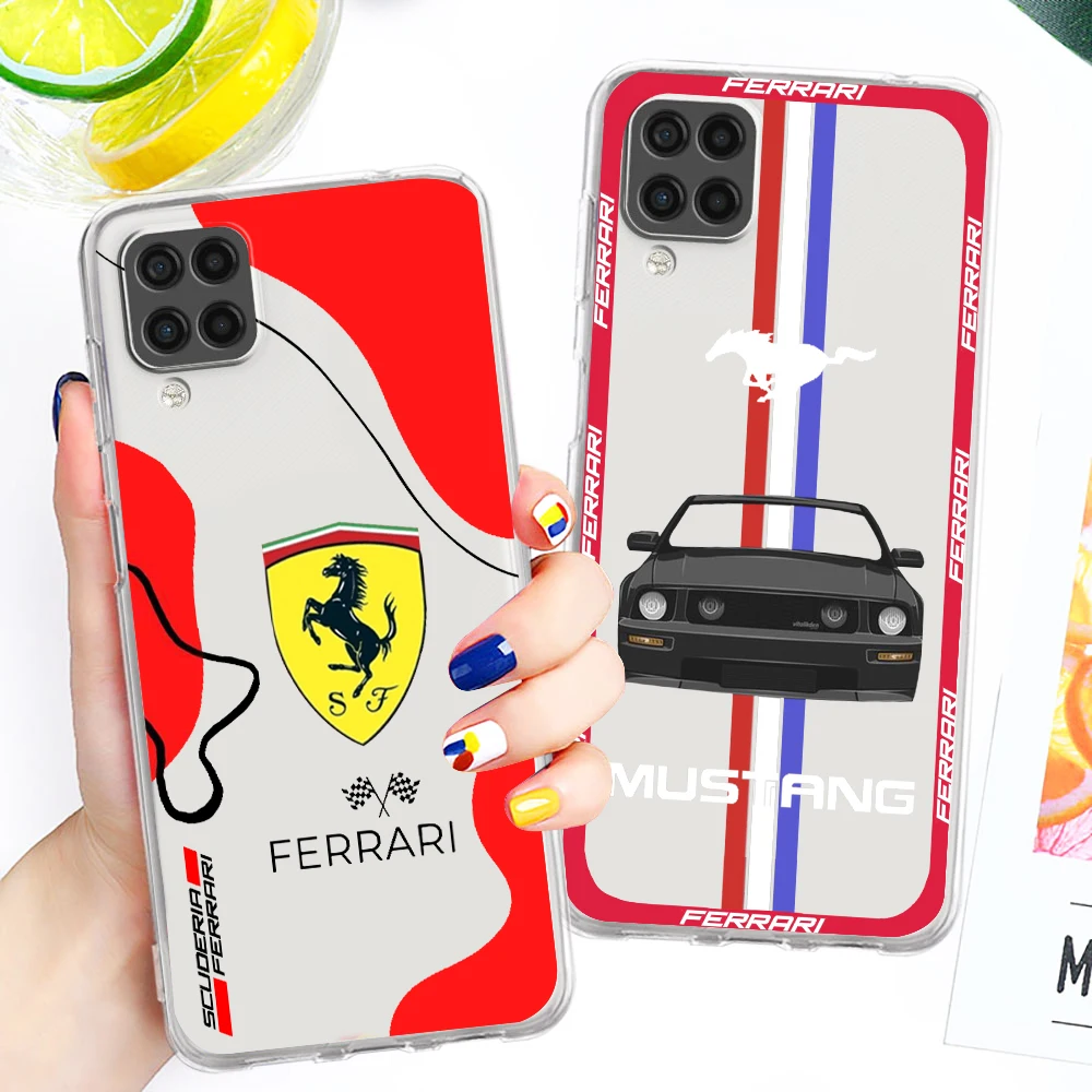 

Sports Car Ferrari Cute Logo Transparent Phone Case For Samsung A73 A72 A71 A53 A52 A51 A42 A34 A33 A32 A21 A13 A04 A03 5G